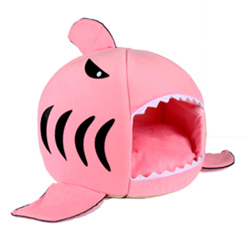 Cueva Tiburón para Mascotas – Cama Divertida y Acogedora para Gatos y Perros